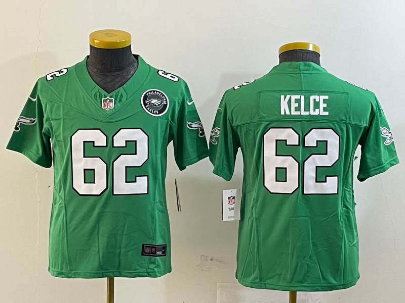 Youth 2025 Philadelphia Eagles #62 Kelce green Nike NFL jersey style 89